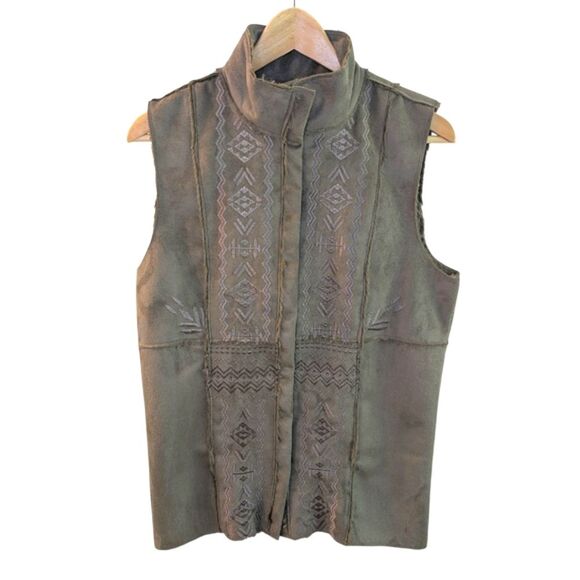 Johnny Was Biya Taraxa Vest Faux Fur Embroidered Small - Picture 1 of 12